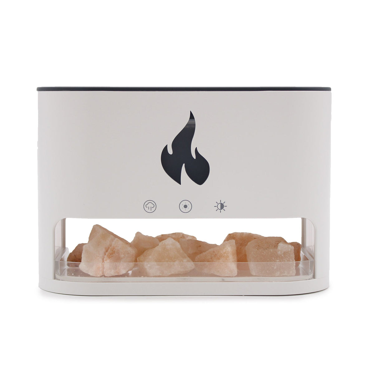 White Blaze Flame Effect Aroma Diffuser with Himalayan Salt - USB-C