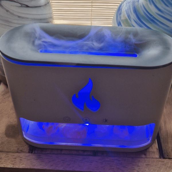 White Blaze Flame Effect Aroma Diffuser with Himalayan Salt - USB-C