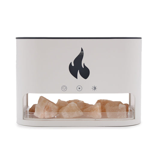 White Blaze Flame Effect Aroma Diffuser with Himalayan Salt - USB-C