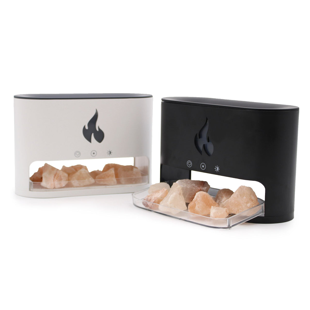 White Blaze Flame Effect Aroma Diffuser with Himalayan Salt - USB-C