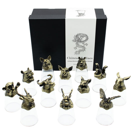 Chinese Zodiac Shot Glasses - Gift Set of 12 (25ml)