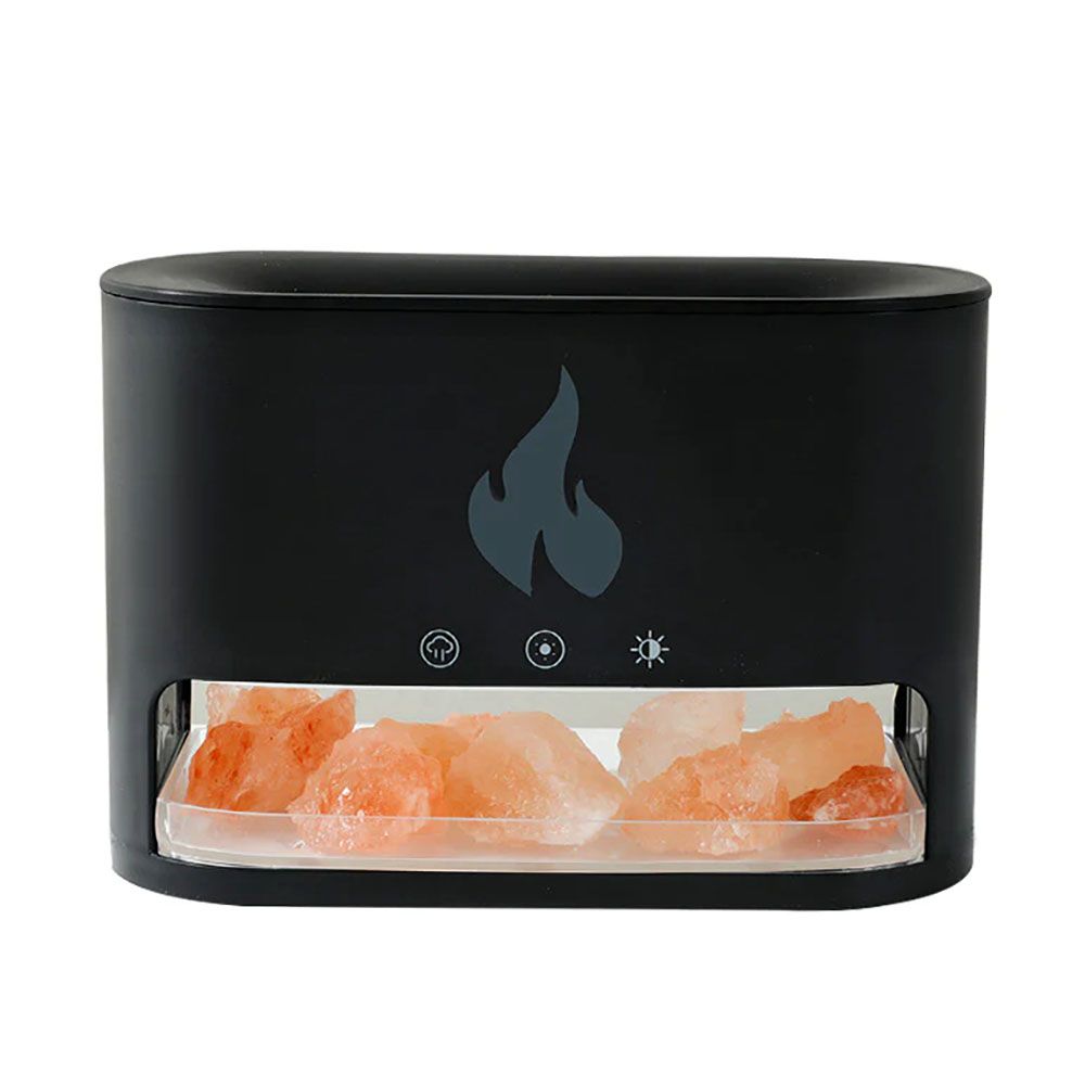White Blaze Flame Effect Aroma Diffuser with Himalayan Salt - USB-C